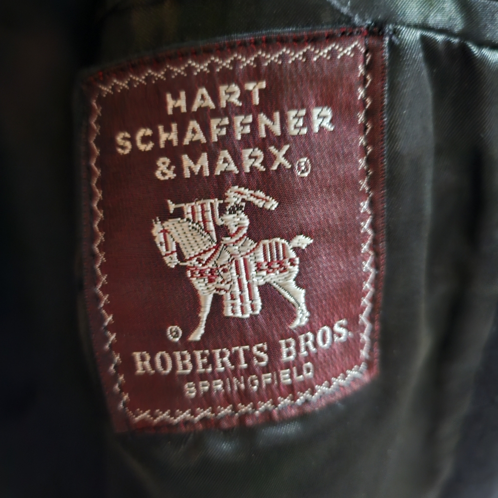 Vintage men's coat size 42-44 black coat Hart Shaffner Marx coat made in Italy - Picture 3 of 6